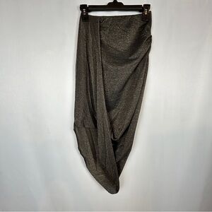 H&M Divided Gold Glitter Black Asymmetric Ruched Elastic Pull On Skirt Size 4